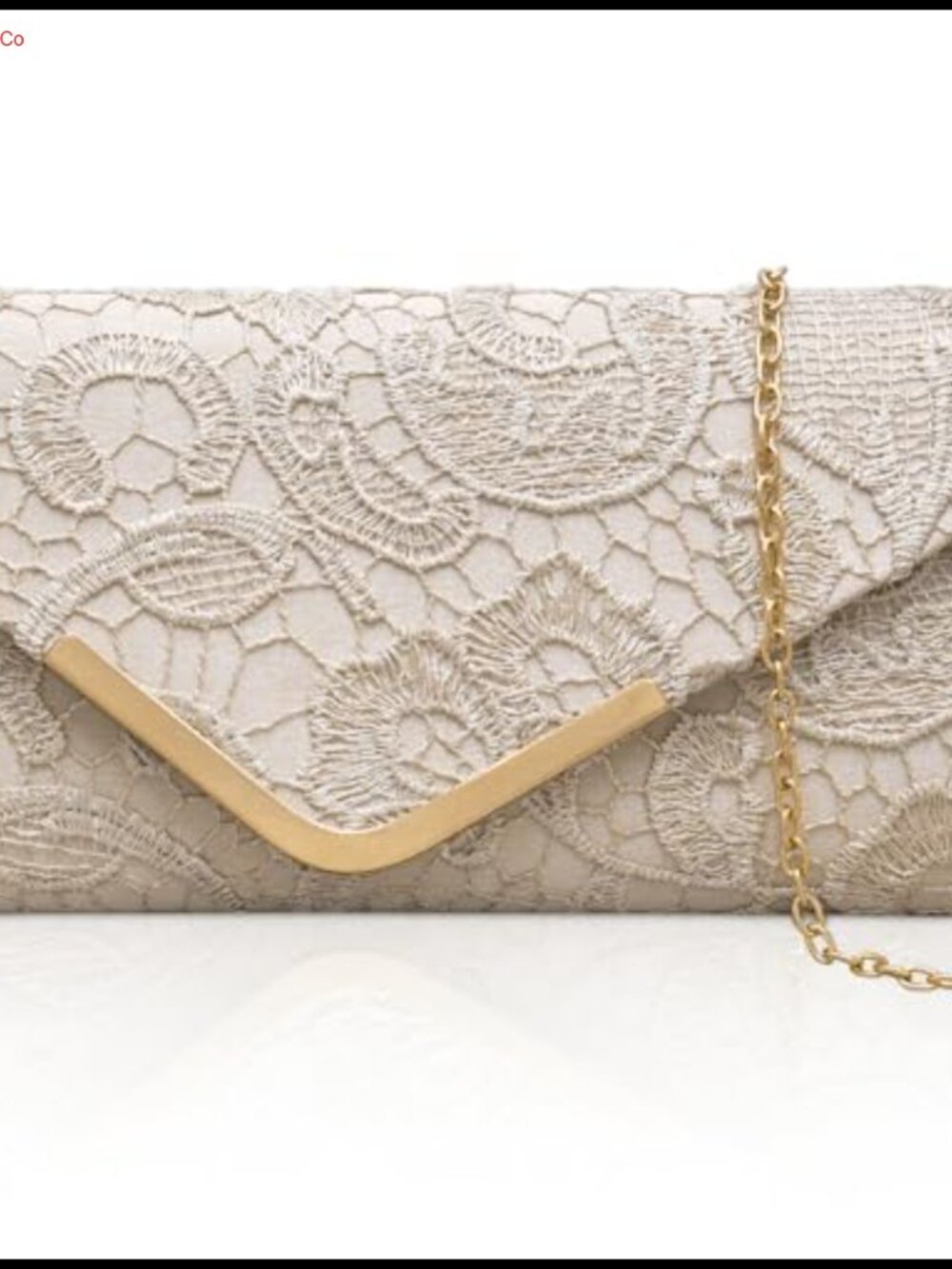 Floral Lace Envelope Clutch Evening Bag with Chain – Formal Party Purse